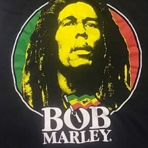 Men's Black Bob Marley Graphic T-Shirt Cut Off Sleeves Music Icon